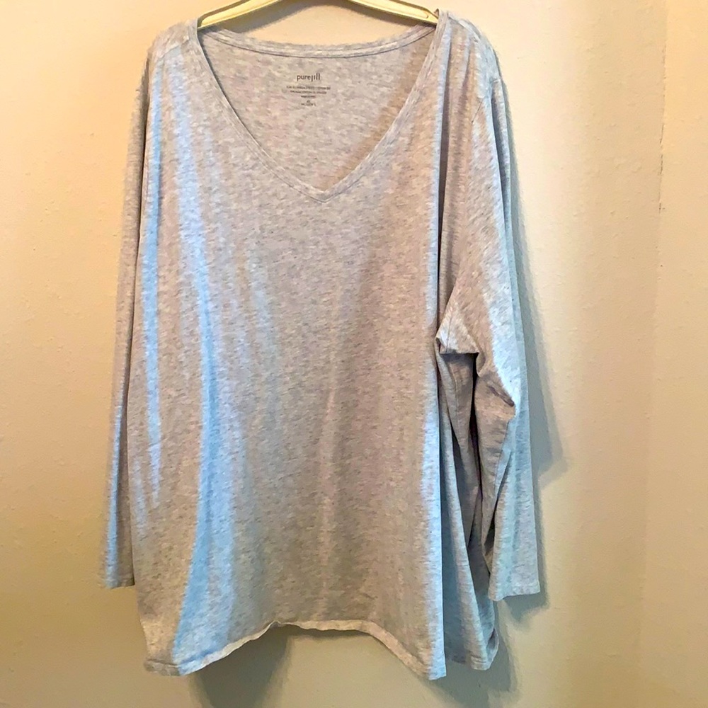Purejill plus size women V-neck tee in gray